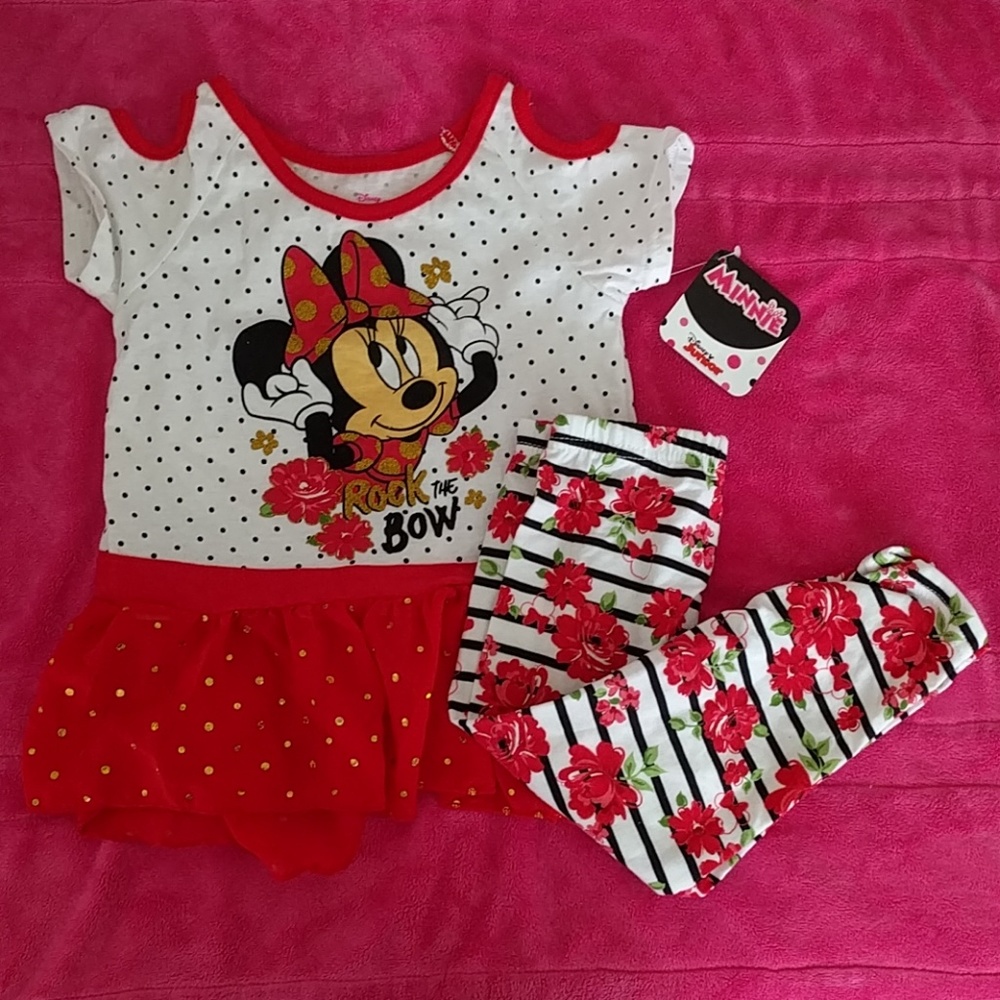 Minnie Mouse Toddler Set Capri Pant Tutu Top Red
